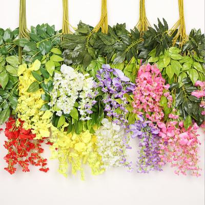 China Decorative Hanging Artificial Wisteria Garland Vine Silk Artificial Flower Wisteria Fake Flower Arch Wholesale Wedding and Party Decoration Wedding for sale