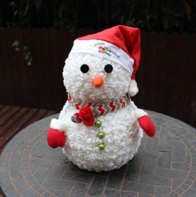 China Look Like Look Like White Foam Rose Flower Snowman For Christmas Day Decoration for sale