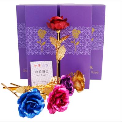 China High Quality Silk Fabric Made in China 24k Artificial Gold Rose Flower for Mother's Day for sale