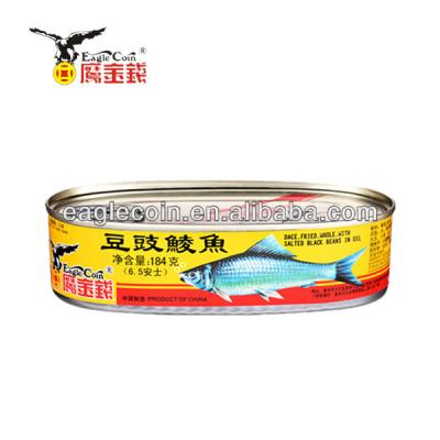 China Boxed Product by Boxed Weight of Eagle Coin 185g Fried Dace Fish Body Style Healthy with Halal Salted Black Bean Meat for sale