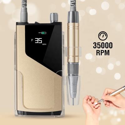 China Brushless Nail Drill Machine efile Manicure Newest High Speed/Low Noise Nail Polishing 35000rpm Cordless Handheld Electric Nail Drill for sale