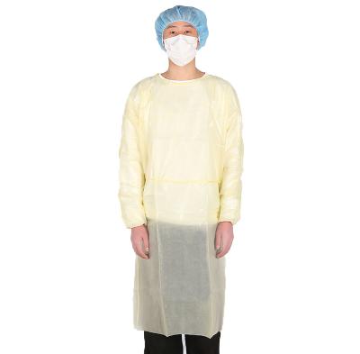 China Hubei cpe isolation protective waterproof surgical gowns industry medical food processing disposable with cuff knit for sale