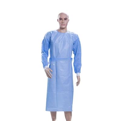 China Comfortable disposable PP SMS nonwoven blue surgical isolation patient gown for labotatory for sale