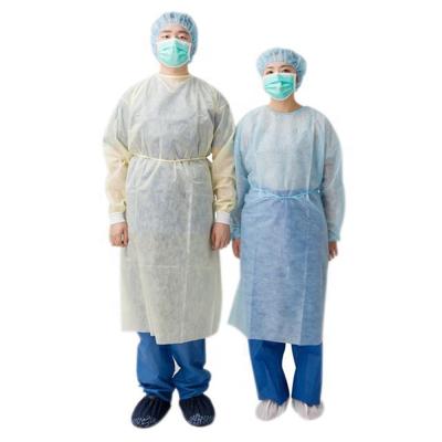 China Industry Food Processing Fashion Hospital Medical PPE Gowns Surgical Gown Level 4 Isolation Reinforced Yellow Medical Gown for sale