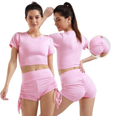 China Breathable Summer 7 Color Yoga Tank Top Boy Hot Shorts Set Shirts Naked Booty Belly Pants Sports Wear Shapewear Quick Dry Set CRAC! crack! for sale