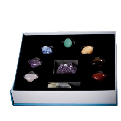 China Wholesale China Bluk Natural Healing Gemstone Polished Crystal Tumbled 7 Chakra Healing Set With Boxes for sale