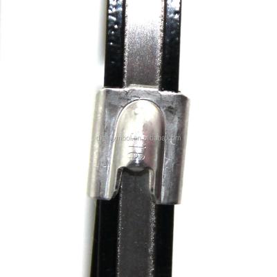 China 11 SS 316 Stainless Steel Steel Nylon Coated Self Locking Cable Ties for sale