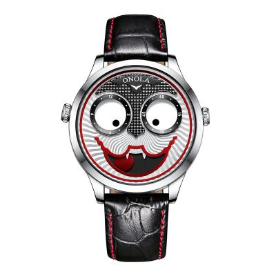 China Wholesale Chinese Chronograph Belief Time 6824 Quartz Watch Leather Belt Clown Leisure Chinese Waterproof Russian Fashion Watches For Boys for sale