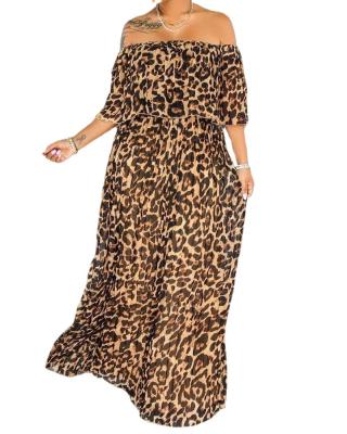 China Anti-wrinkle 2021 summer over sized copy Leopard Maxi Plus Size Dress plus size women clothing for sale