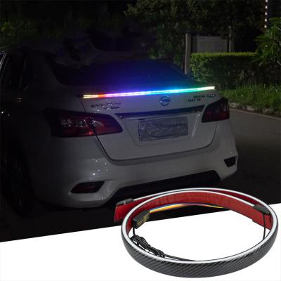 China Hot Selling ABS Rainbow/Red LED Rear Wing Decoration Car Streamer Lamp Bar Spoiler Tail Light for sale