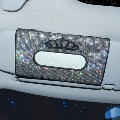 China CLASSIC Car Interior Accessories Diamond Crown Sun Visor Tissue Paper Holder For Car Rear Back Seat for sale