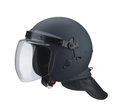 China 100% Polycarbonate Anti Riot Equipment Black Impact Resistant Riot Material Control Police Helmet for sale