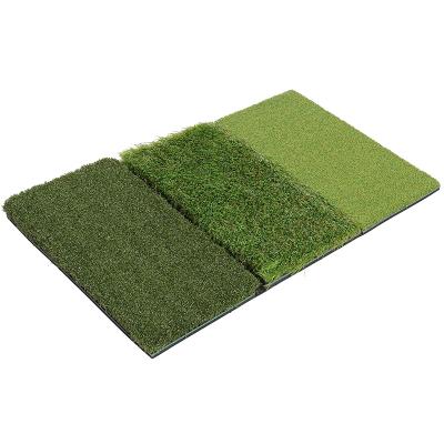 China Golf Sports Factory Price Tri Turf Golf Swing Detection Hitting Mat Skidproof Rubber Premium Turf Mat for sale