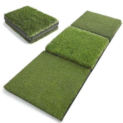 China Golf Sports Factory Price Golf Mat Long Practice And Short Grass Golf Hitting Mat Skidproof Rubber Tri Turf Golf Mat for sale