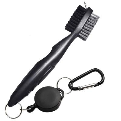 China Golf Sports Amazon Hot Sale Golf Club Brush Logo Custom Golf Cleaning Brush With Soft Rubber Hand Grip Cleaner for sale