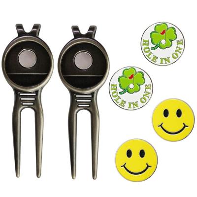 China Hot Selling Golf Event Digging Repair Tool With Multifunctional Ball Marker Golf Accessories Golf Fork Ball Marker for sale