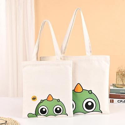 China Fashion hand-held cartoon canvas advertising canvas cotton color draw print shopping students receive cotton bag custom for sale