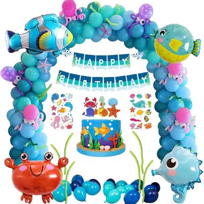 China Kids Boy Baby Shower Party Supplies Ocean Theme Birthday Party Decorations Clown Fish Blowfish Sea Animals Balloons Arches Kit for Boy Baby Shower Party Supplies of children for sale