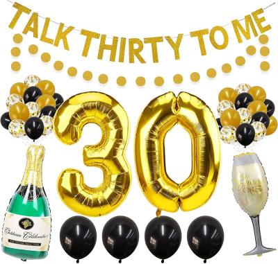 China 30th Birthday Banner Latex Balloon Decorations Kit, Happy 30th Birthday Party Supplies 37pcs - Talk Thirty Golden To Me Banner for sale