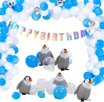 China Latex Penguin Balloon Kit Polar Balloons Garland Arch 137 Piece Penguin Birthday Party Decorations Theme Birthday Party Kit for sale