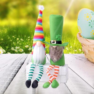 China Minimalist Gnome Plush | Irish Festival Rudolf Faceless Doll Elf St Patrick's Day Long Legged Plaid Festival Clover Green Leaf Decoration for sale