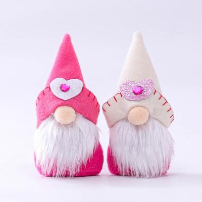 China Cloth Gnome Plush Toy |Faceless Rudolph Doll Elf Home Window Love Rose Valentine's Day Decoration Atmosphere Accessories 2pcs for sale