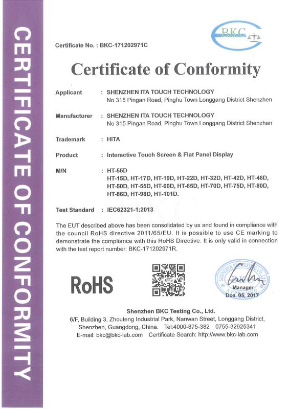 RoHS - Shenzhen Ita Touch Technology Co., Ltd.