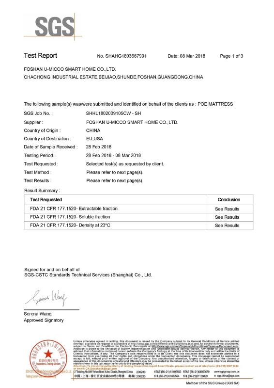 FDA21 CFR 177.1520 - Foshan U-micco Smart Home Co., Ltd.