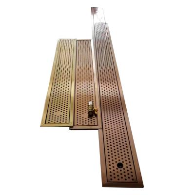 China Restaurant Canteen Customs Graded 304 Stainless Steel Drain Tray Drip Tray Decorate Gold Plated Circular Line Bar Accessories Hole for sale