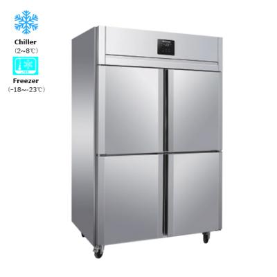 China RAWEN ICFZD Double-temperature Double-temperature 4-Door Refrigerator Commercial Industry Refrigerator Four Doors Upright Refrigerator Freezer for sale