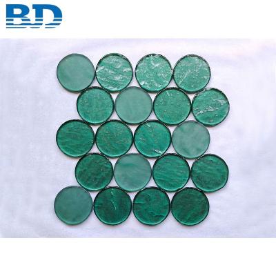 China Modern Green Circle Round Backsplash Glass Mosaic Tile for sale