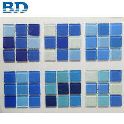 China Cheap parquet decoration project swimming pool glass mosaic slab for sale