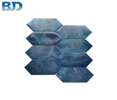 China Long Wall Traditional Hexagon Bathroom Glass Mosaic Tile for sale