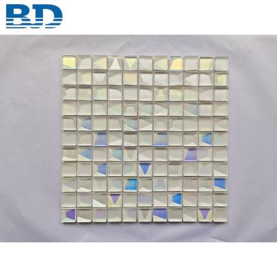 China Parquet Kitchen Bathroom Iridescent 3D Wall Glass Mosaic Slabs for sale