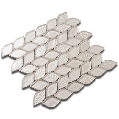 China Parquet Factory Direct Sales Interior Design Sheet Pattern Waterjet Glass Mosaic Slab for sale