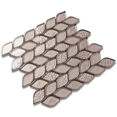 China New Design Popular Wall Decoration Modern Hot Selling Glass Leaf Tile for sale