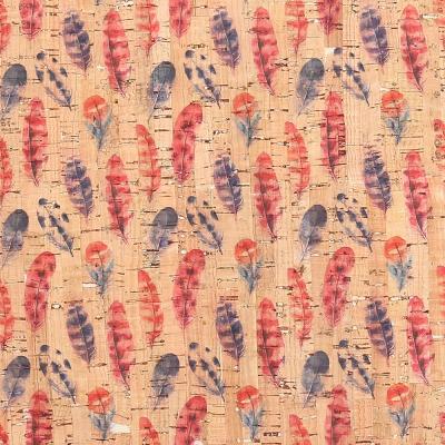 China ZT09-121106 Feather Shaped Cork Fabric Eco-friendly 0.65-0.70 mm Anti-Mild Printed Natural Cork Sheet For Crafts for sale