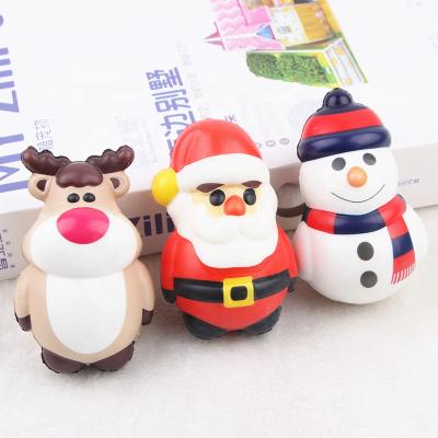 China Eco-friendly Material PU Toys Promotion Christmas Gift Santa Claus /snowman PU Stress Ball Toys For Giveaway for sale