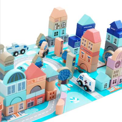 China Building Toy Kids Educational Toys Theme Building Block Wooden Urban Building Toys for sale