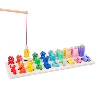 China Popular Fishing Toys Children Educational Toys Wooden Digital Magnetic Fishing Game for sale