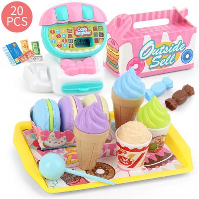 China Toy Kids Education Kitchen Toys Funny Cash Register Plastic Shopping Baskets Set Toy Cashier Toy for sale