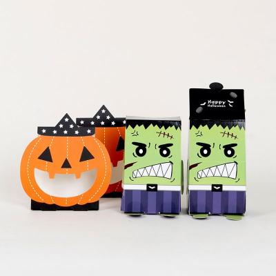 China Recyclable Wholesale Custom Halloween Square Paper Candy Folding Box Halloween Gift Box for sale