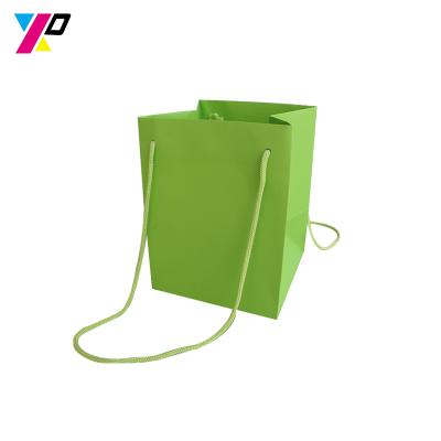 China Recyclable Most Popular Reusable Green Fruit Shopping Foldable Paper Bag for sale