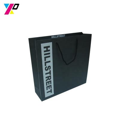 China Custom Logo Best Selling Recyclable Kraft Paper Gift Matte Black Packaging Paper Bag for sale