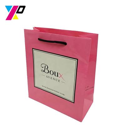 China Recyclable Luxury Custom LOGO Pink Coated To Recycle Paper Shopping Bag For Promotion for sale