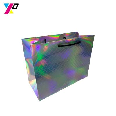 China Best Quality Recyclable Custom Design Logo Printing Gift Wrapping Christmas Biodegradable Holographic Paper Gift Bag for sale