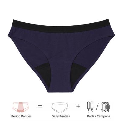 China Custom Menstrual Panties Antibacterial Logo Menstrual Panties Women Low Rise Cotton Leakproof Period Panties 4 Layers for sale