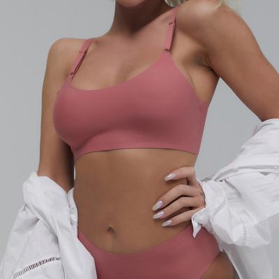 China Best Selling Pink Seamless Bra QUICK DRY Women Sports Bra Yoga Gym Underwear One Piece Wireless Stylish Bra for sale