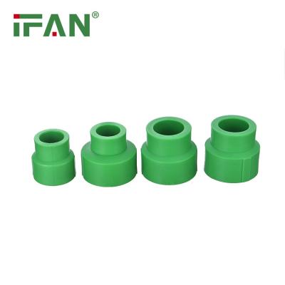 China Water Pipe System IFAN OEM Supplier High Pressure Green Color 20-63mm PPR Reduce Socket PPR Plastic Pipe Fittings for sale