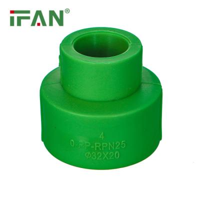 China Water Pipe System IFAN Free Sample Pn25 Green Color 20-110mm Reducing Socket Plastic PPR Water Pipe Fitting for sale